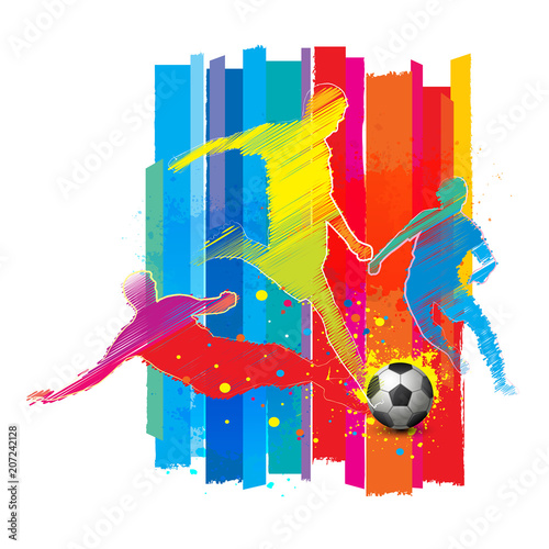 The football players in action, Sport, Abstract, mix color, Colorful background, vector, illustration