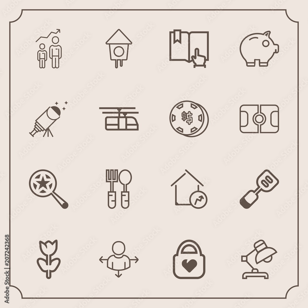 Modern, simple vector icon set with home, style, property, floral, dinner, wooden, fork, blossom, magnifying, birdhouse, place, table, house, spoon, personal, direction, success, travel, find icons Modern, simple vector icon set with home, style, property, floral, dinner, wooden, fork, blossom, magnifying, birdhouse, place, table, house, spoon, personal, direction, success, travel, find icons