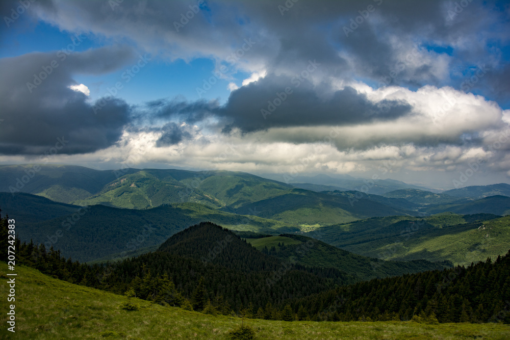 Beautiful cloudy mountain landscapes