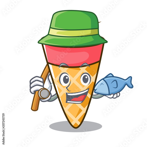Fishing ice cream tone mascot cartoon