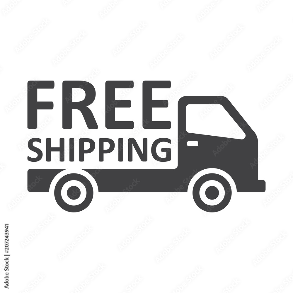free shipping truck on white background
