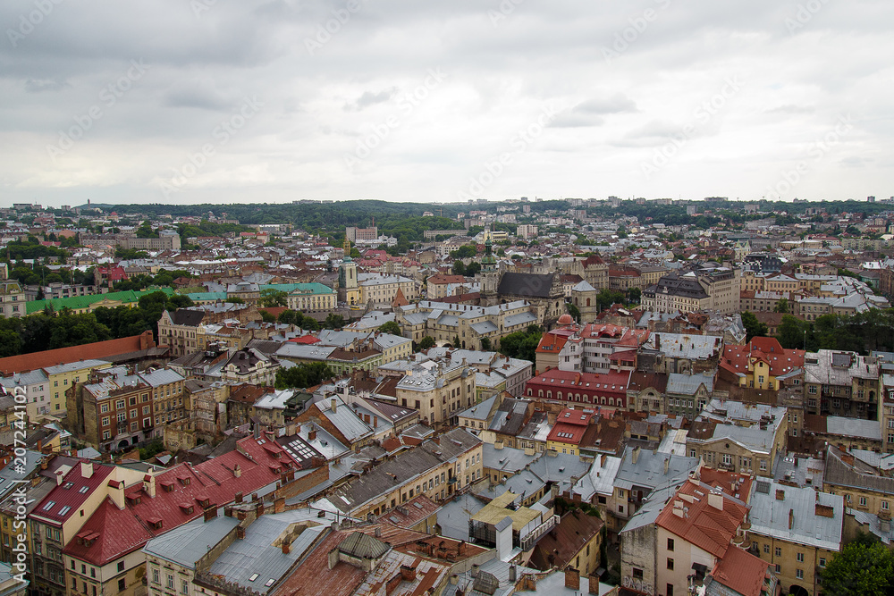 View of the city of Lviv from the Town Hall, Ukraine