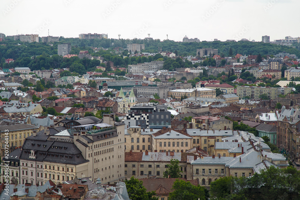 Ancient Lviv view from the Town Hall, Ukraine