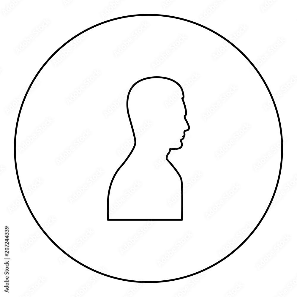 Profile side view portrait black icon outline in circle image Profile side view portrait black icon outline in circle image
