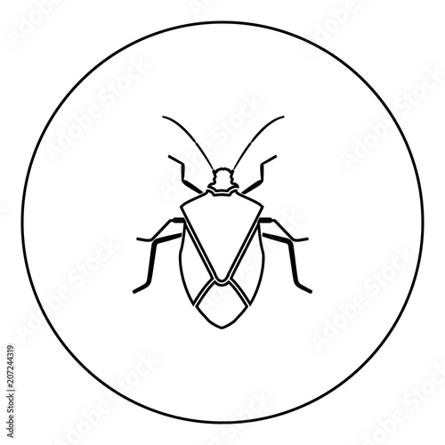 Bug black icon outline  in circle image