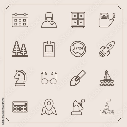 Modern, simple vector icon set with day, travel, water, safe, communication, boat, satellite, fashion, button, hotel, money, calendar, building, game, map, uniform, calculator, time, timetable icons