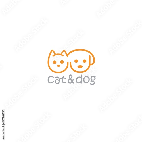 Cat and Dog Pet Logo Template Illustration
