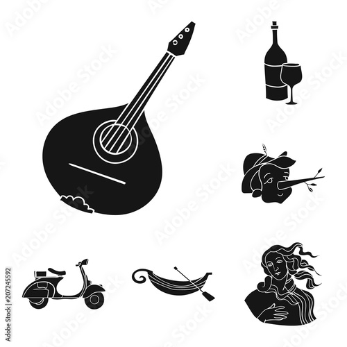 Country Italy black icons in set collection for design. Italy and landmark vector symbol stock web illustration.