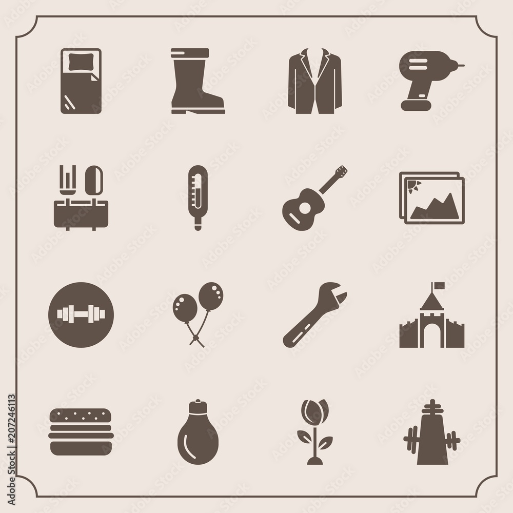 Modern, simple vector icon set with kitchen, footwear, light, music, fashion, nature, style, drill, idea, equipment, medieval, spring, birthday, flower, blossom, decoration, sign, musical, bulb icons Modern, simple vector icon set with kitchen, footwear, light, music, fashion, nature, style, drill, idea, equipment, medieval, spring, birthday, flower, blossom, decoration, sign, musical, bulb icons