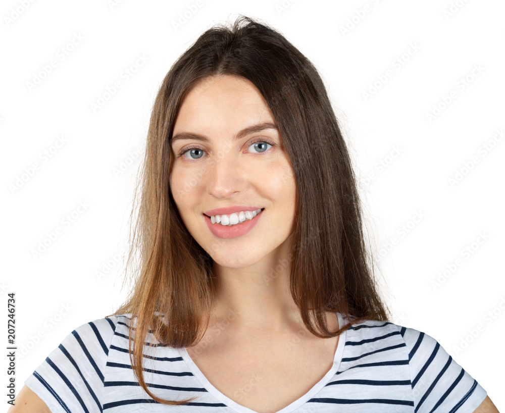 Young caucasian beautiful woman portrait isolated on white background Young caucasian beautiful woman portrait isolated on white background