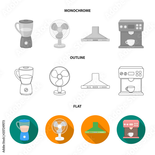 Blender, extractor and other equipment.Household set collection icons in flat,outline,monochrome style vector symbol stock illustration web.