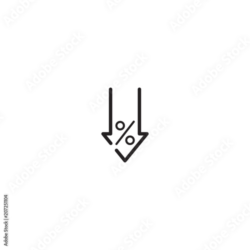 Percent down vector icon