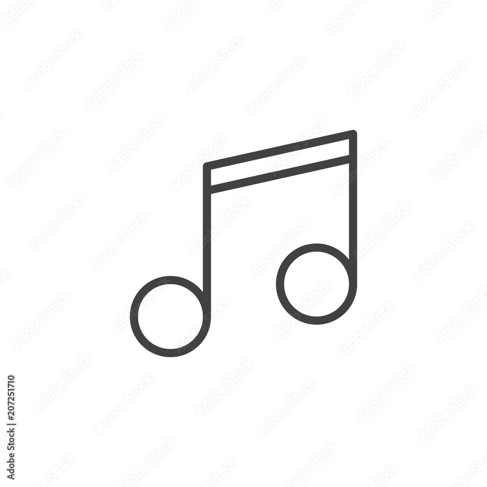 Music note outline icon. linear style sign for mobile concept and web design. Melody simple line vector icon. Symbol, logo illustration. Pixel perfect vector graphics Music note outline icon. linear style sign for mobile concept and web design. Melody simple line vector icon. Symbol, logo illustration. Pixel perfect vector graphics
