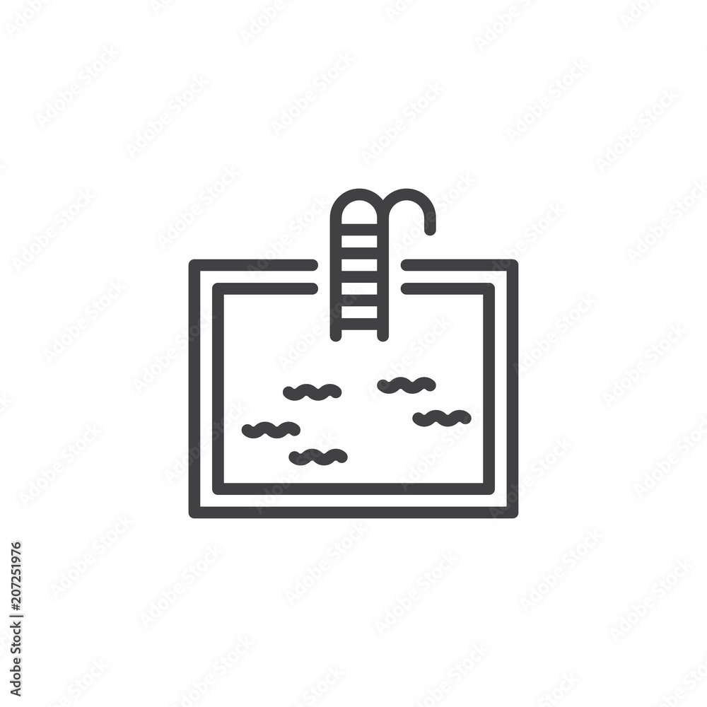 Swimming pool outline icon. linear style sign for mobile concept and web design. Pool simple line vector icon. Symbol, logo illustration. Pixel perfect vector graphics Swimming pool outline icon. linear style sign for mobile concept and web design. Pool simple line vector icon. Symbol, logo illustration. Pixel perfect vector graphics