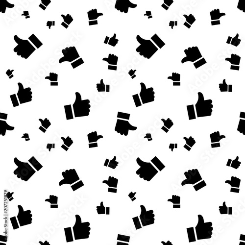 Like icon seamless pattern background. Business flat vector illustration. Thumb up sign symbol pattern