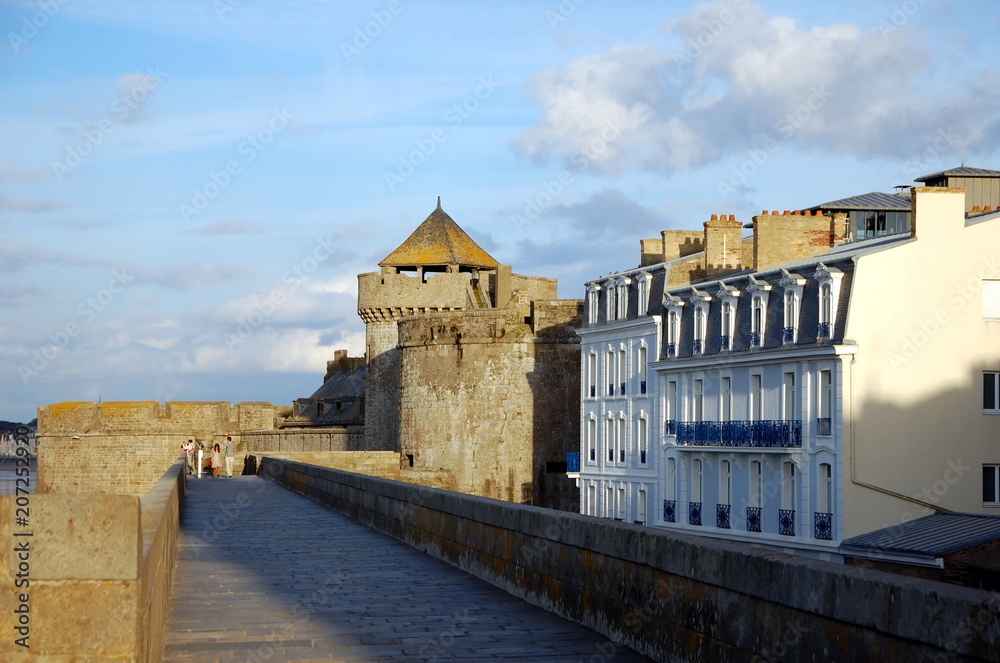 Fortress wall and the old town of Saint-Malo. The province of Brittany, France