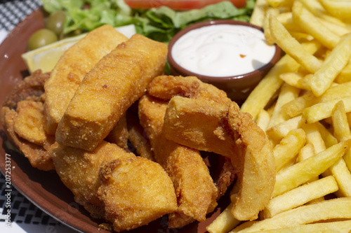 Bild auf Leinwand plate of fried cuttlefish typical of the city of Setubal