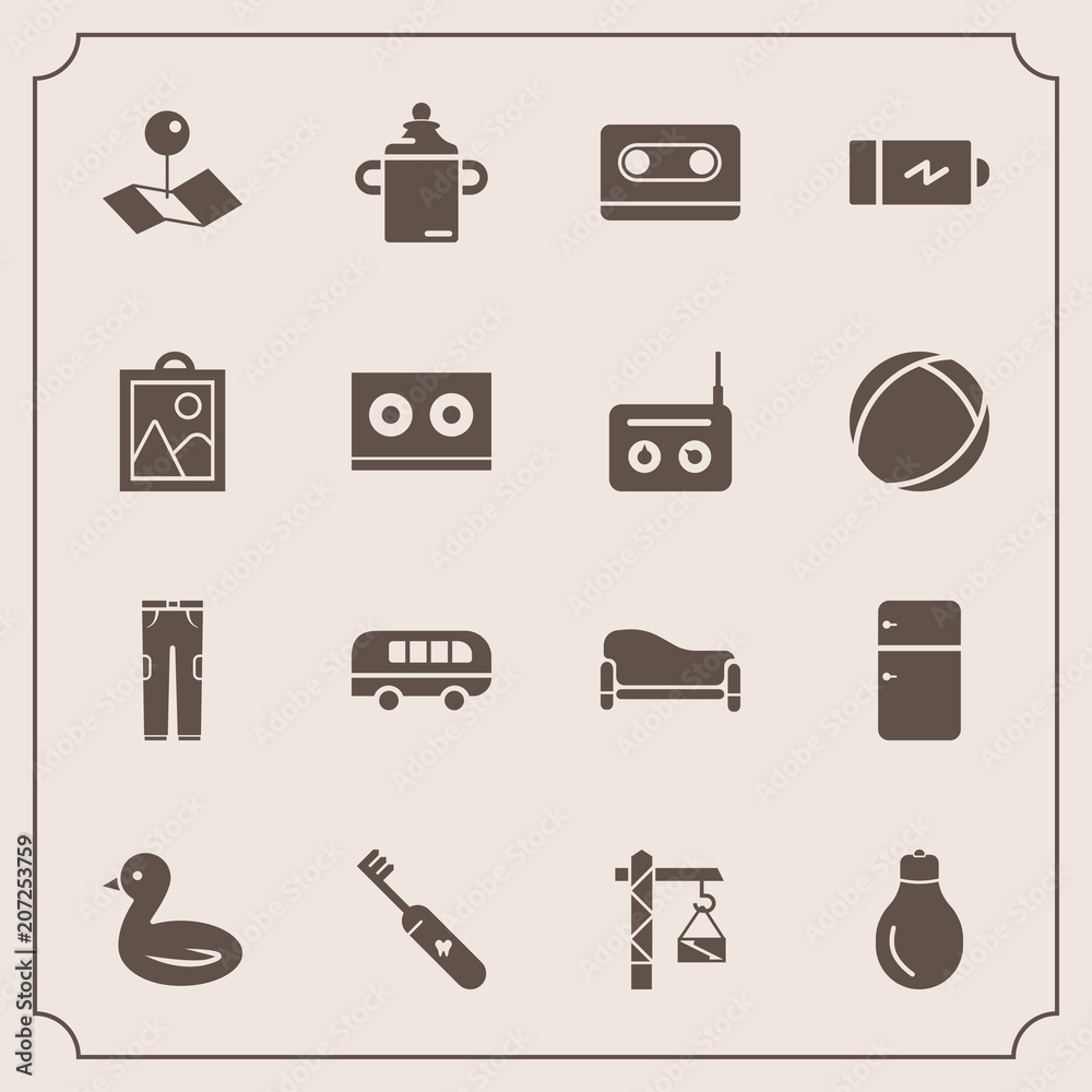 Modern, simple vector icon set with transportation, power, bottle, health, clean, nutrition, music, cassette, pants, sky, idea, construction, bird, bulb, nature, plastic, clothing, food, tape icons Modern, simple vector icon set with transportation, power, bottle, health, clean, nutrition, music, cassette, pants, sky, idea, construction, bird, bulb, nature, plastic, clothing, food, tape icons