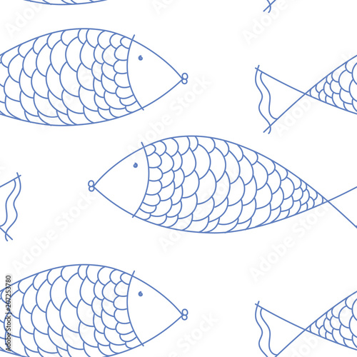 summer vector seamless pattern with fishes