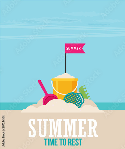 Beach toys. Flat vector