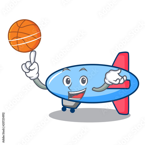 With basketball zeppelin character cartoon style