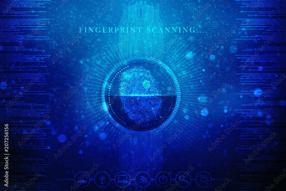 Fingerprint Scanning Technology Concept 2d Illustration Fingerprint Scanning Technology Concept 2d Illustration