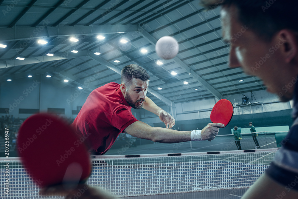 The table tennis player serving - obrazy, fototapety, plakaty 