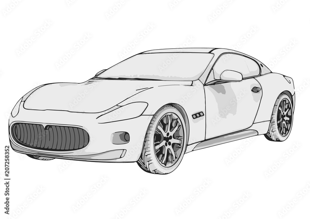 sketch sports car vector