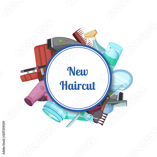 Vector hairdresser or barber cartoon elements