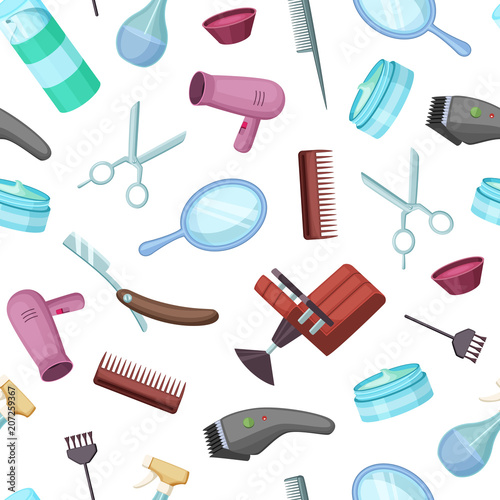 Vector hairdresser or barber pattern background illustration