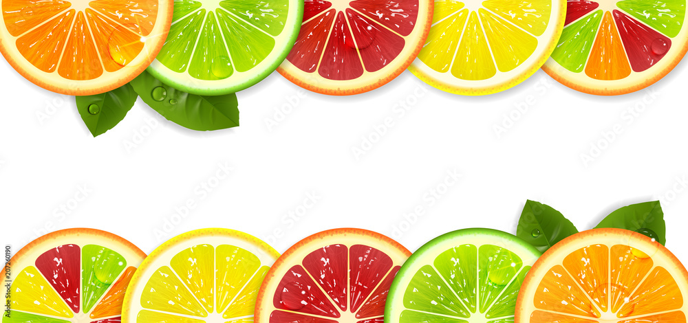 Banner with Bright Citrus Fruits