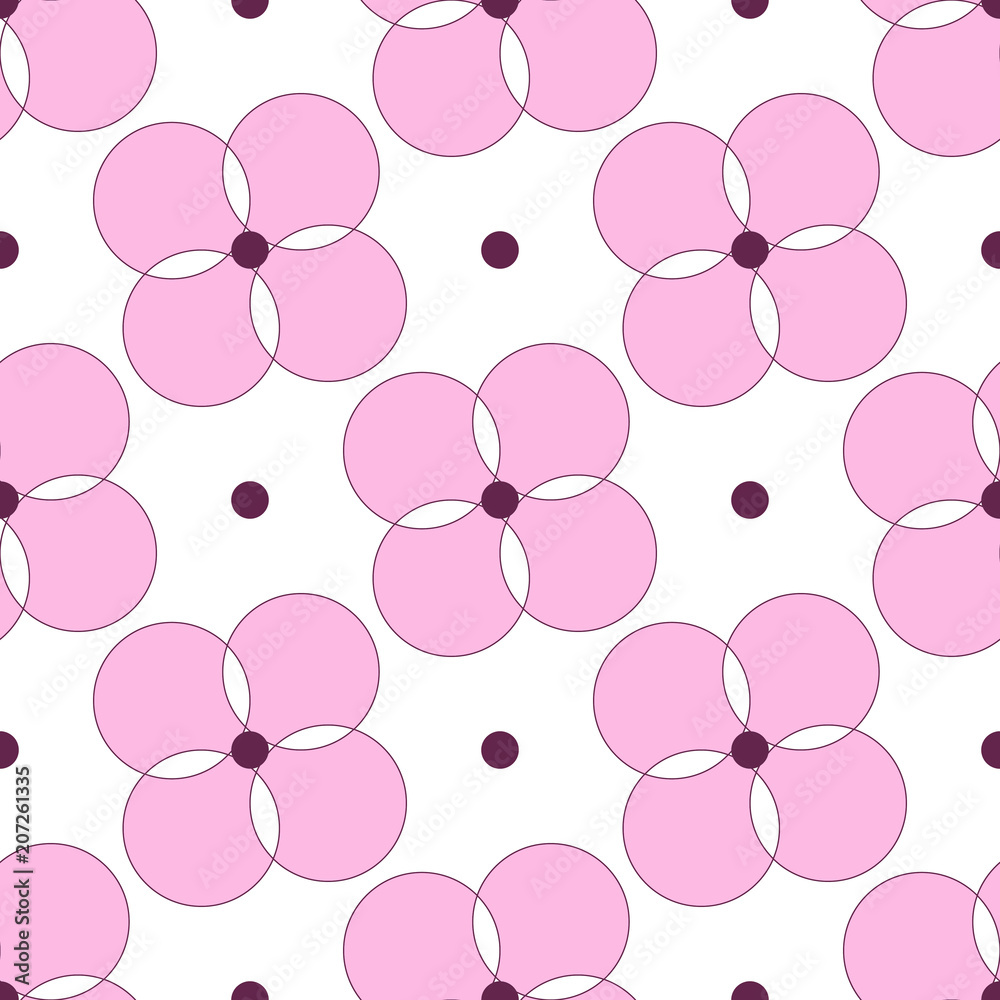 Abstract geometric seamless pattern, texture. Flowers points, lines. Vector illustration.