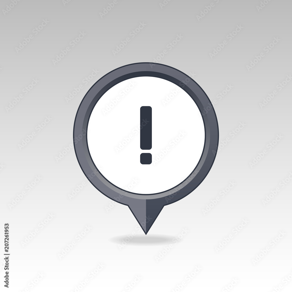 Warning attention, exclamation mark pin map icon Warning attention, exclamation mark pin map icon