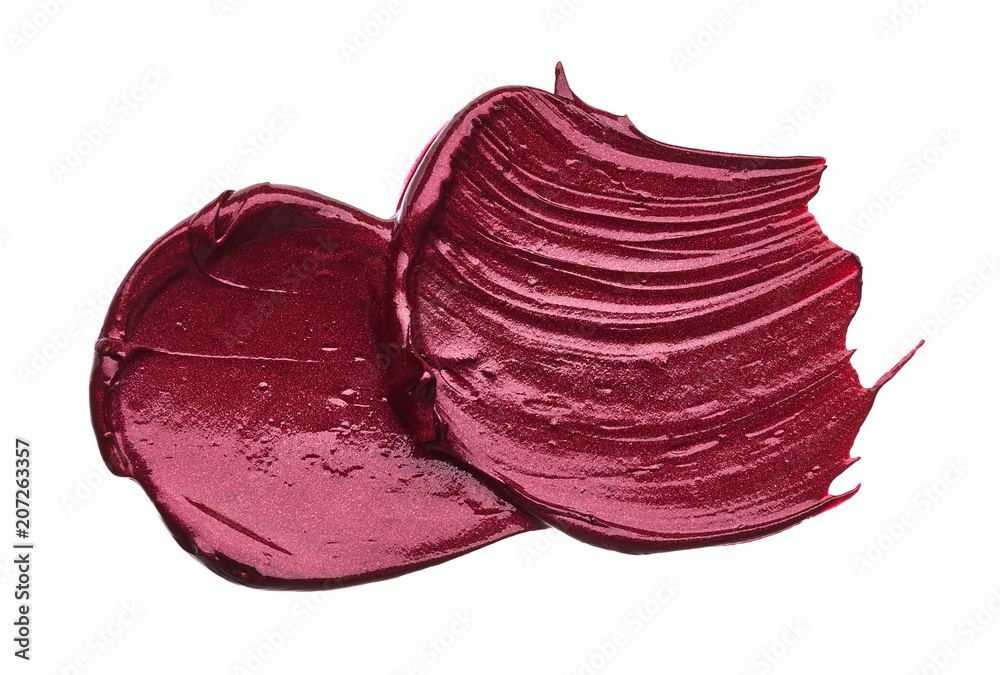 Fototapeta premium Red makeup smear of matte lip gloss