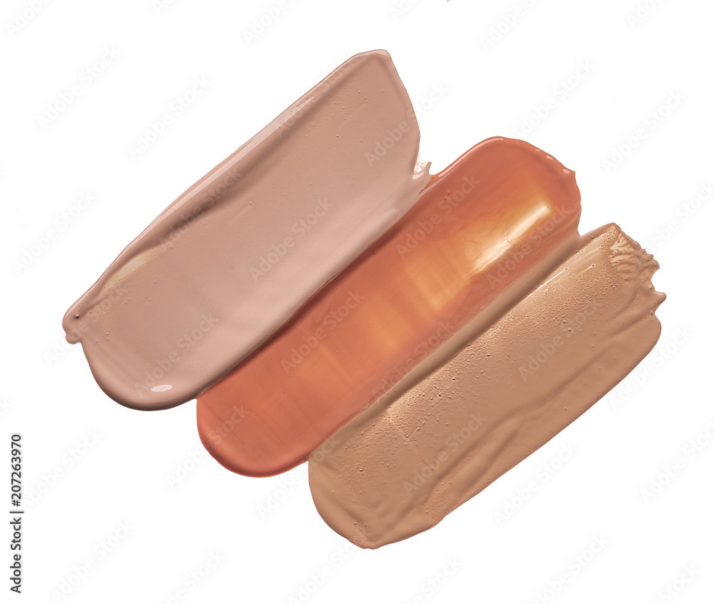 Light beige creamy foundation texture isolated on white Light beige creamy foundation texture isolated on white