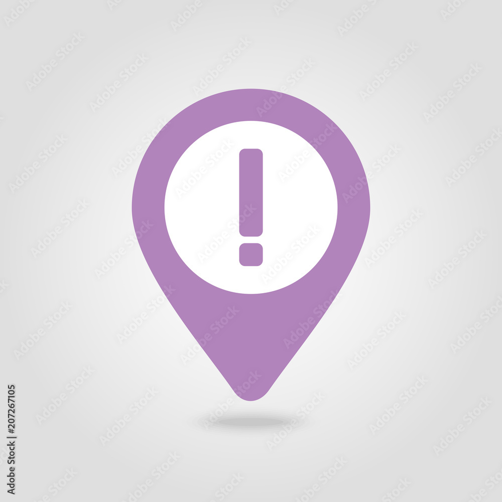 Warning attention, exclamation mark pin map icon Warning attention, exclamation mark pin map icon