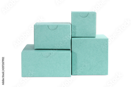 Few carton light blue boxes