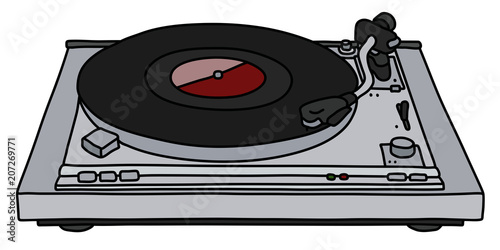 The modern silver analog turntable