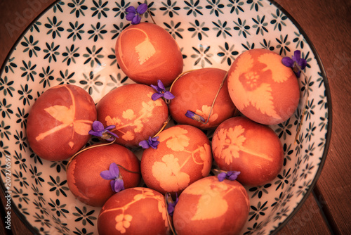 Easter eggs in old typical ceramics