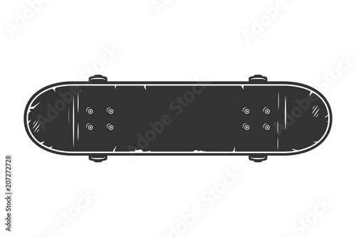 Vintage black skateboard top view concept