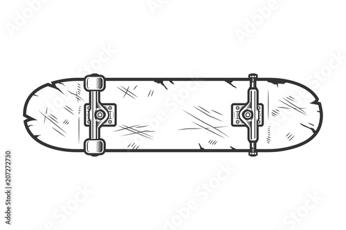 Vintage skate board bottom view template