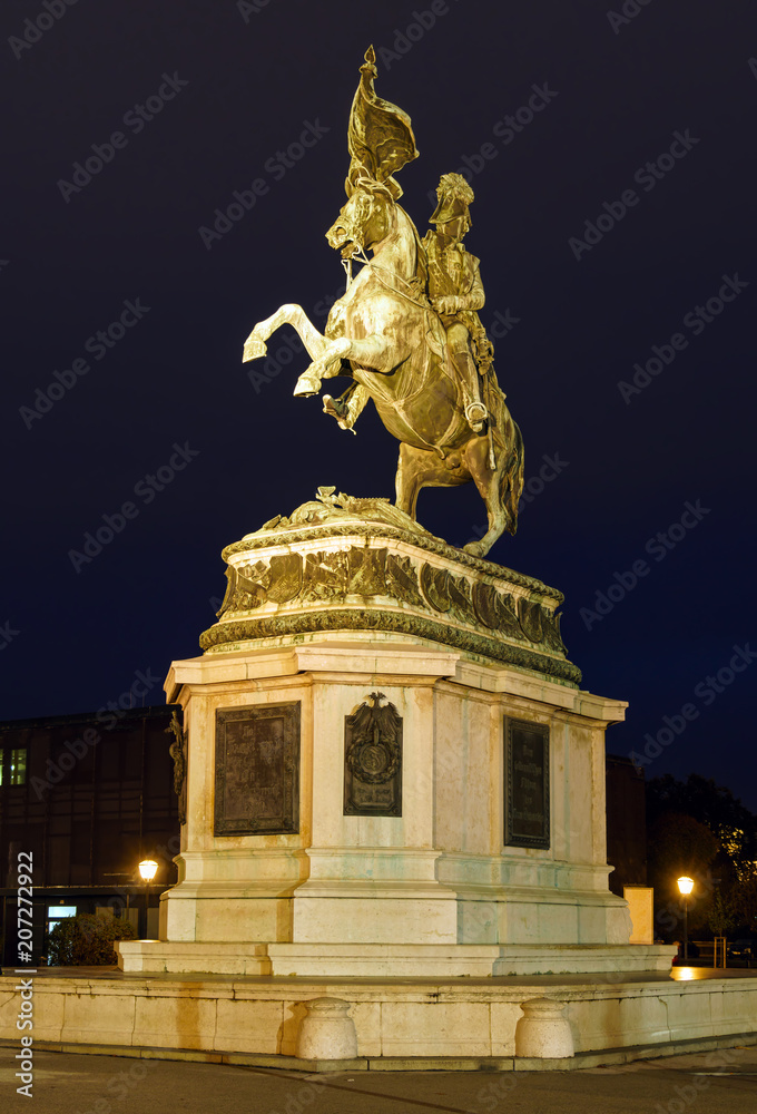 Equestrian statue of Archduke Charles of Austria (1860) at night, Vienna, Austria Equestrian statue of Archduke Charles of Austria (1860) at night, Vienna, Austria