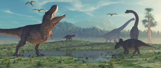 Handdoek met foto Jongenskamer Realistische 3D dinosaurus illustratie  © Orlando Florin Rosu