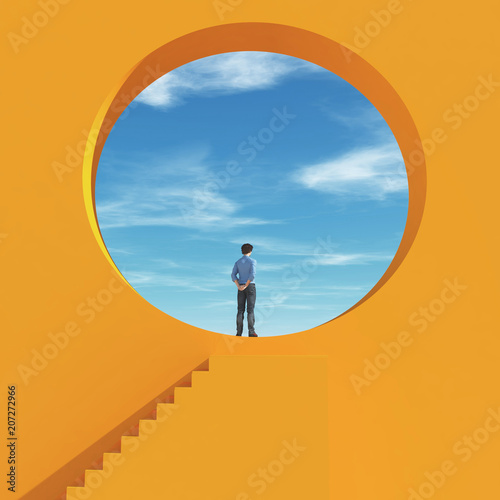 Man was looking through a h...