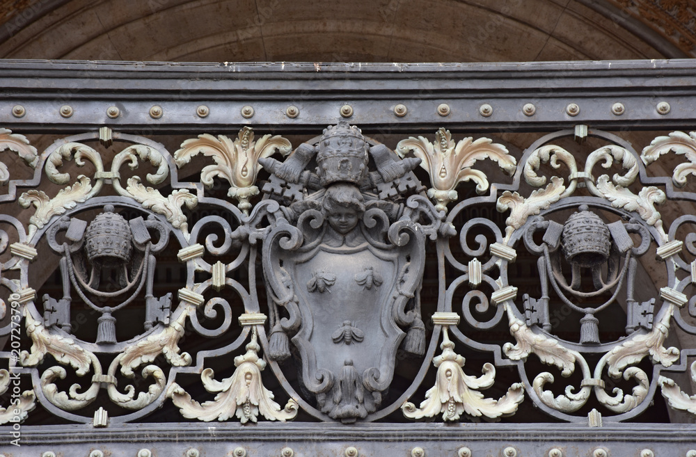 Rome. Atrium Exterior  of the Basilica of San Pietro. Details of entrance gates