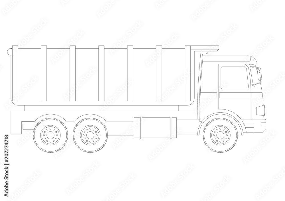 Garbage Truck blueprint - isolated