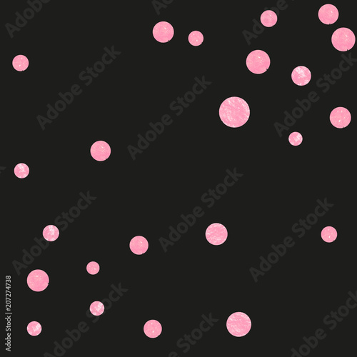 Wedding glitter confetti with dots on isolated backdrop. Shiny random sequins with metallic sparkles. Design with pink wedding glitter for party invitation, bridal shower and save the date invite.