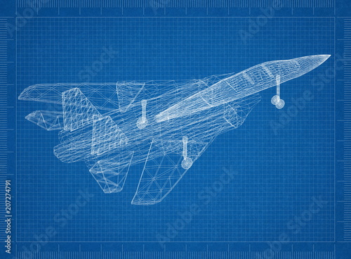 military fighter plane Architect blueprint