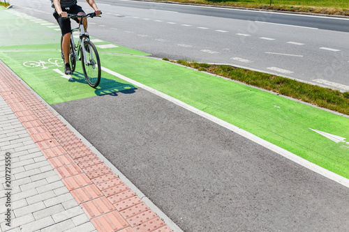 Bike green lane in europe, concept of bicycle way