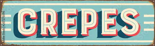 Vintage Style Vector Metal Sign - FRIES - Grunge effects can be easily removed for a brand new, clean design